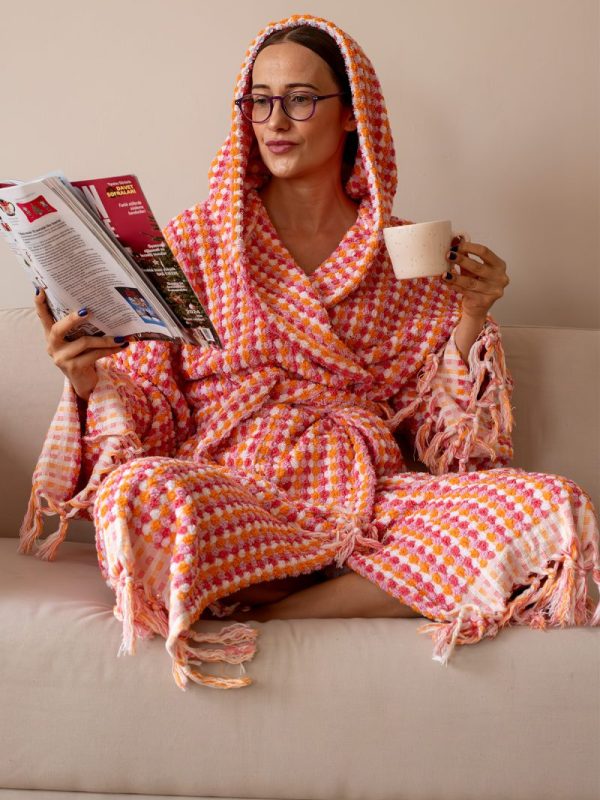 birlik1952 vivamaison bubble nohut bornoz gramajlı luxury robe bathrobe whosale cotton gökkuşağı pembe pink
