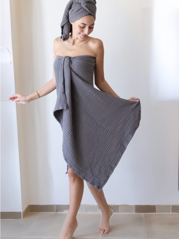 birlik1952 vivamaison müslin towel 4 kat müslin layer gauze havlu banyo el whosale toptan set antrasit gri grey