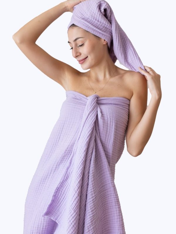 birlik1952 vivamaison müslin towel 4 kat müslin layer gauze havlu banyo el whosale toptan set lila lilac