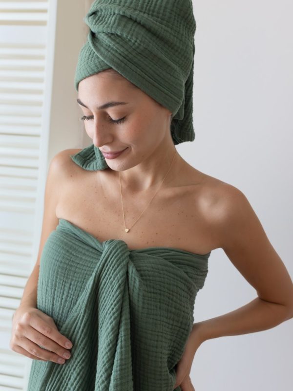 birlik1952 vivamaison müslin towel 4 kat müslin layer gauze havlu banyo el whosale toptan set royal green koyu yeşil orman