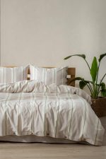 birlik1952 berolige chambray nevresim pamuklu çift kişilik king size yıkmalı iplik boya çizgili nevresim takımı antrasit bed linen sheet fabric stripe textile granite