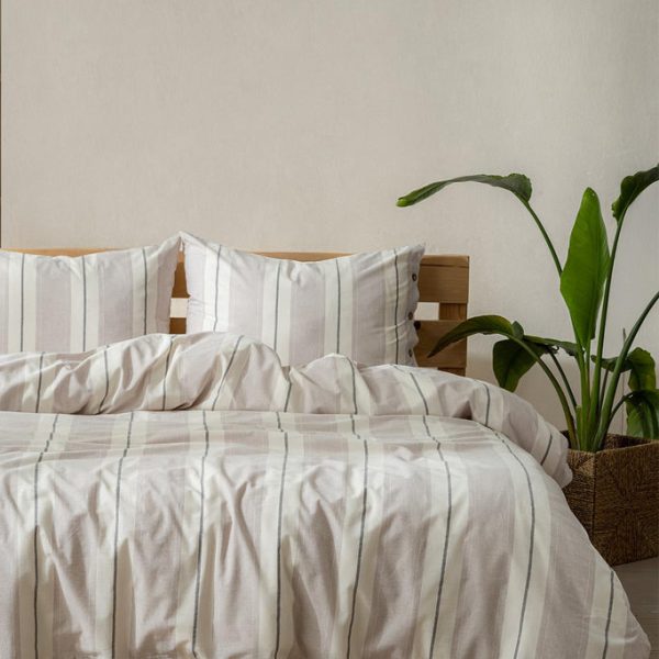 birlik1952 berolige chambray nevresim pamuklu çift kişilik king size yıkmalı iplik boya çizgili nevresim takımı antrasit bed linen sheet fabric stripe textile granite