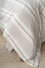 birlik1952 berolige chambray nevresim pamuklu çift kişilik king size yıkmalı iplik boya çizgili nevresim takımı antrasit bed linen sheet fabric stripe textile granite