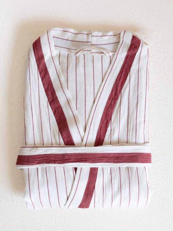 birlik1952 peştemal bornoz pamuklu kimono robe bathrobe whosale turkey textile pesthemal italy çizgili striped bordo şarap wine