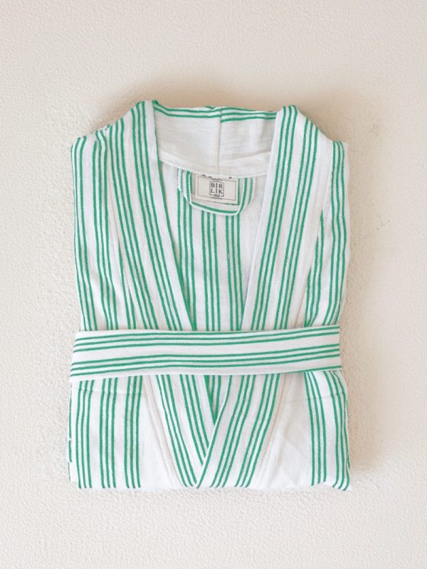 birlik1952 beach wear robe black loom handmade nine striped kimono benetton yesil green-