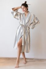 birlik1952 peştemal bornoz pamuklu kimono robe bathrobe whosale turkey textile pesthemal 9 nineçizgili striped black siyah