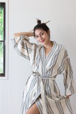 birlik1952 peştemal bornoz pamuklu kimono robe bathrobe whosale turkey textile pesthemal 9 nineçizgili striped black siyah
