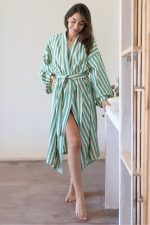 birlik1952 peştemal bornoz pamuklu kimono robe bathrobe whosale turkey textile pesthemal çizgili striped green yeşil benetton