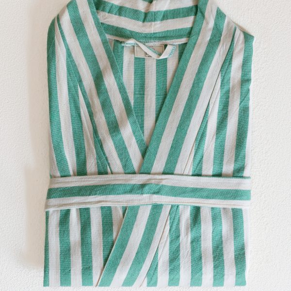 birlik1952 peştemal bornoz pamuklu kimono robe bathrobe whosale turkey textile pesthemal çizgili striped green yeşil benetton