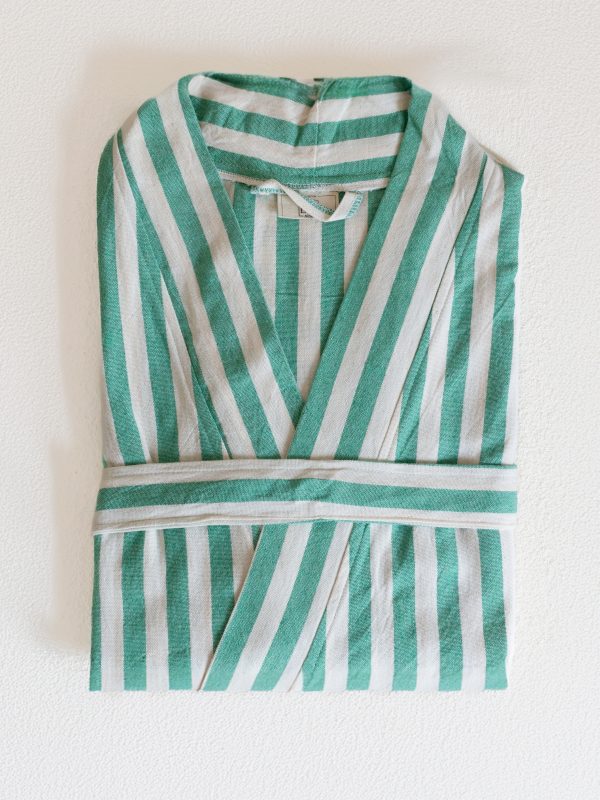 birlik1952 peştemal bornoz pamuklu kimono robe bathrobe whosale turkey textile pesthemal çizgili striped green yeşil benetton