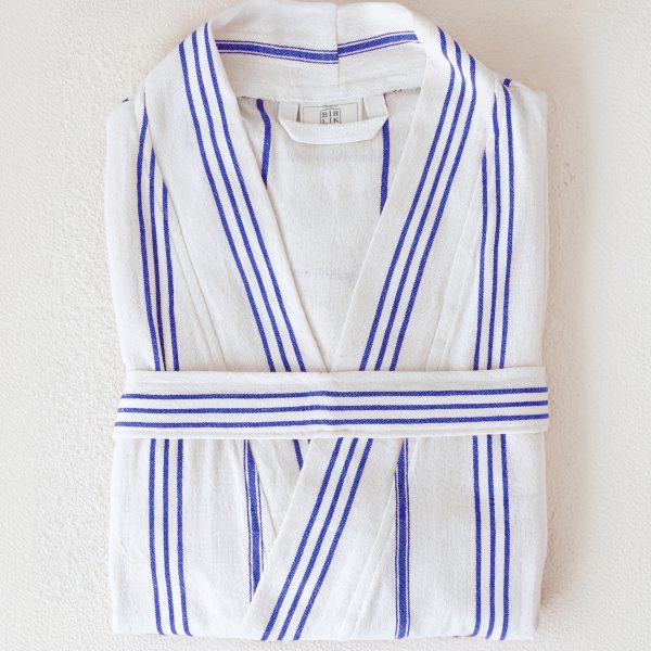 birlik1952 peştemal bornoz pamuklu kimono robe bathrobe whosale turkey textile pesthemal sultan çizgili striped mavi blue