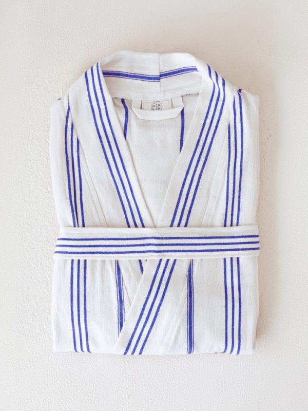 birlik1952 peştemal bornoz pamuklu kimono robe bathrobe whosale turkey textile pesthemal sultan çizgili striped mavi blue
