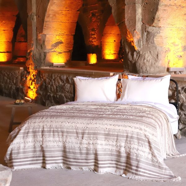 birlik1952 yatak örtüsü koltuk örtü sofa cover pamuk cotton bedspread etnik boho el kesimli hand made bej beige kahve brown