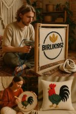 birlik1952 keşiş cendere bezi kumaşı punch needle tufting kumaş fabric hali işleme hobi ham bez