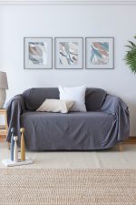 birlik1952 vivamaison stonewashed kumaş taş yıkama efekti eskitme boho bohem pamuk kumaş koltuk örtüsü favric sofa cover linen cotton anrasit grey gri
