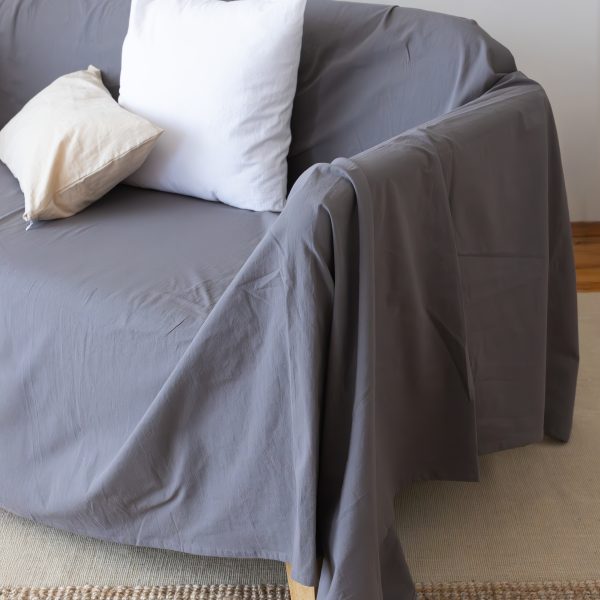 birlik1952 vivamaison stonewashed kumaş taş yıkama efekti eskitme boho bohem pamuk kumaş koltuk örtüsü favric sofa cover linen cotton anrasit grey gri