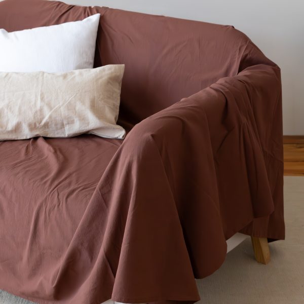 birlik1952 vivamaison stonewashed kumaş taş yıkama efekti eskitme boho bohem pamuk kumaş koltuk örtüsü favric sofa cover linen cotton coffee acı kahve brown