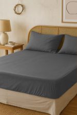 birlik1952 vivamaison pamuk keten linen cotton fabric stonwashed taş yıkama efektli çarşaf fitted sheet lastikli çift tek kişilik double size whosale alez nevresim antrasit gri grey