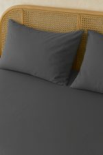 birlik1952 vivamaison pamuk keten linen cotton fabric stonwashed taş yıkama efektli çarşaf fitted sheet lastikli çift tek kişilik double size whosale alez nevresim antrasit gri grey