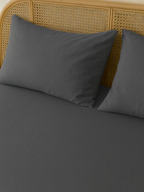birlik1952 vivamaison pamuk keten linen cotton fabric stonwashed taş yıkama efektli çarşaf fitted sheet lastikli çift tek kişilik double size whosale alez nevresim antrasit gri grey