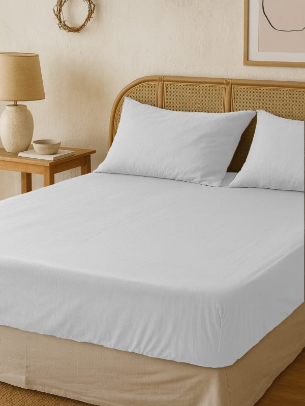 birlik1952 vivamaison pamuk keten linen cotton fabric stonwashed taş yıkama efektli çarşaf fitted sheet lastikli çift tek kişilik double size whosale alez nevresim beyaz white