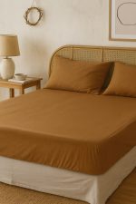 birlik1952 vivamaison pamuk keten linen cotton fabric stonwashed taş yıkama efektli çarşaf fitted sheet lastikli çift tek kişilik double size whosale alez nevresim karamel caramel teracotta