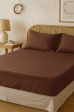 birlik1952 vivamaison pamuk keten linen cotton fabric stonwashed taş yıkama efektli çarşaf fitted sheet lastikli çift tek kişilik double size whosale alez nevresim dark brown acı kahve cofffe