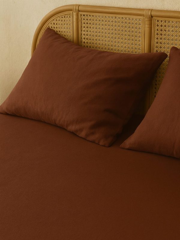 birlik1952 vivamaison pamuk keten linen cotton fabric stonwashed taş yıkama efektli çarşaf fitted sheet lastikli çift tek kişilik double size whosale alez nevresim dark brown acı kahve cofffe