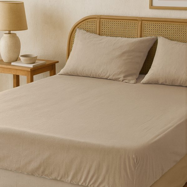 birlik1952 vivamaison pamuk keten linen cotton fabric stonwashed taş yıkama efektli çarşaf fitted sheet lastikli çift tek kişilik double size whosale alez nevresim latte bej