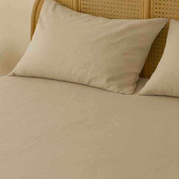 birlik1952 vivamaison pamuk keten linen cotton fabric stonwashed taş yıkama efektli çarşaf fitted sheet lastikli çift tek kişilik double size whosale alez nevresim latte bej