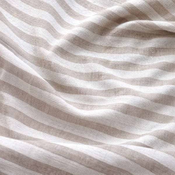 birlik1952 buldan bezi yıkanmış çizgili keten kumaş pamuk cotton striped linen whosale toptan fabric ham keten bej naturel
