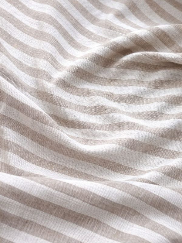 birlik1952 buldan bezi yıkanmış çizgili keten kumaş pamuk cotton striped linen whosale toptan fabric ham keten bej naturel