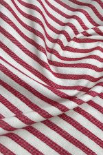 birlik1952 buldan bezi yıkanmış çizgili keten kumaş pamuk cotton striped linen whosale toptan fabric ham keten kırmızı red