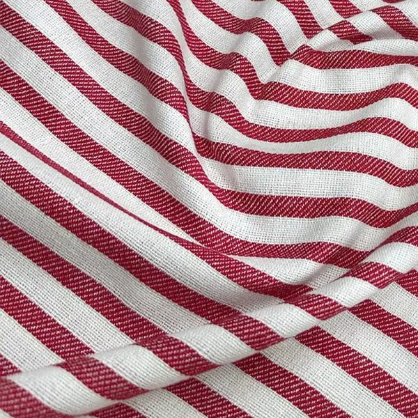birlik1952 buldan bezi yıkanmış çizgili keten kumaş pamuk cotton striped linen whosale toptan fabric ham keten kırmızı red