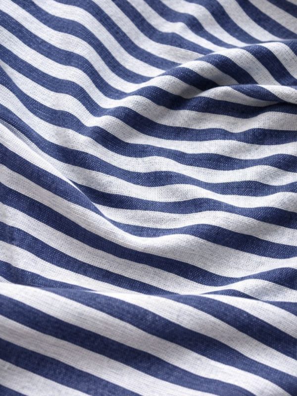 birlik1952 buldan bezi yıkanmış çizgili keten kumaş pamuk cotton striped linen whosale toptan fabric ham keten lacivert mavi blue