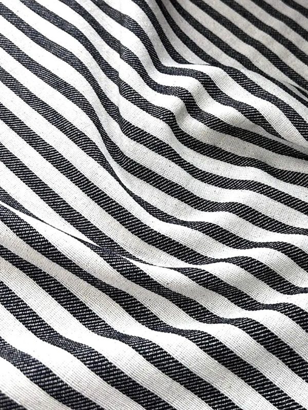 birlik1952 buldan bezi yıkanmış çizgili keten kumaş pamuk cotton striped linen whosale toptan fabric ham keten siyah black