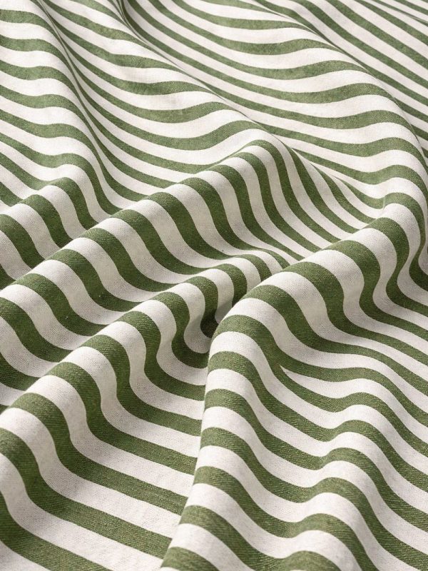 birlik1952 buldan bezi yıkanmış çizgili keten kumaş pamuk cotton striped linen whosale toptan fabric ham keten yeşil green adaçayı sage