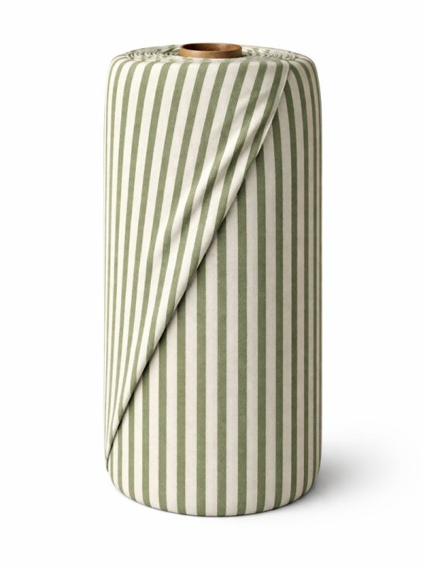 birlik1952 buldan bezi yıkanmış çizgili keten kumaş pamuk cotton striped linen whosale toptan fabric ham keten yeşil green adaçayı sage