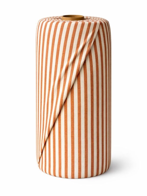 birlik1952 buldan bezi yıkanmış çizgili keten kumaş pamuk cotton striped linen whosale toptan fabric ham keten turuncu orange