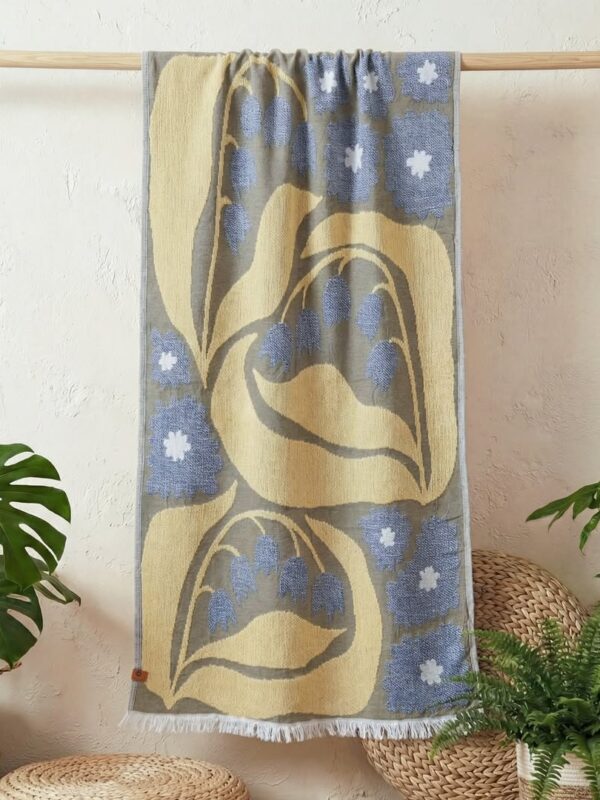birlik1952 etamin peştemal şal beach towel blossom lale çiçeklenme sarı lacivert lale tulip lale
