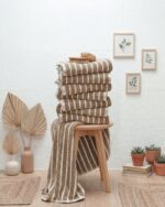 birlik1952 bubble havlu pom pom pon pon towel nohut banyo el havlusu whosale çizgili kahve striped