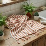 birlik1952 peşkir peştemal el havlusu hand towel traditional striped çizgili loom mutfak havlu kitchen whosale kara tezgah terracota kiremit turuncu orange