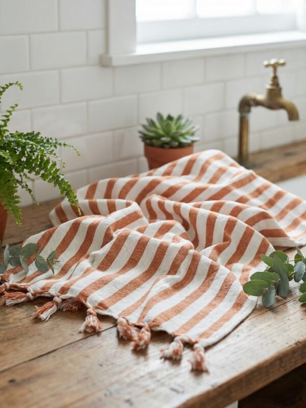 birlik1952 peşkir peştemal el havlusu hand towel traditional striped çizgili loom mutfak havlu kitchen whosale kara tezgah terracota kiremit turuncu orange