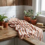 birlik1952 peşkir peştemal el havlusu hand towel traditional striped çizgili loom mutfak havlu kitchen whosale kara tezgah terracota kiremit turuncu orange