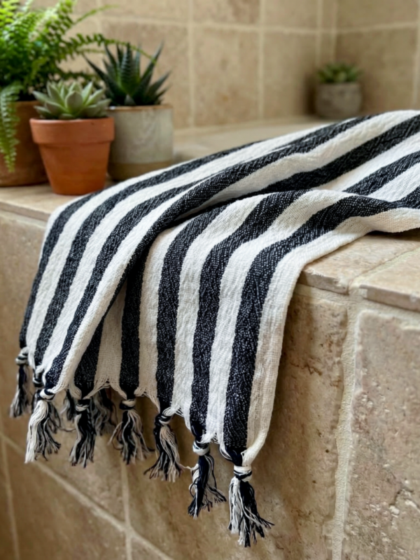 birlik1952 peşkir peştemal el havlusu hand towel traditional striped çizgili loom mutfak havlu kitchen whosale kara tezgah siyah black