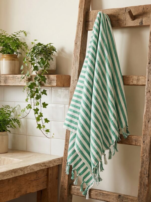 birlik1952 peşkir peştemal el havlusu hand towel traditional striped çizgili loom mutfak havlu kitchen whosale kara tezgah benetton green yeşil