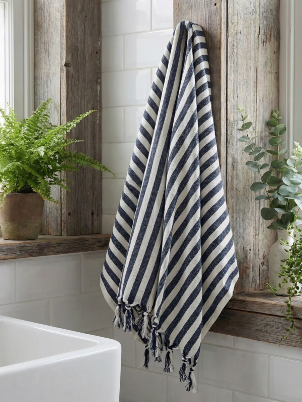 birlik1952 peşkir peştemal el havlusu hand towel traditional striped çizgili loom mutfak havlu kitchen whosale kara tezgah lacivert dark blue