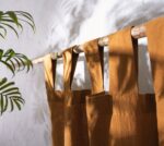 birlik1952 stonewashed perde taş yıkama eskitme keten perde linen curtain cotton fabric bohem boho bodrum toptan whosale perdeci rustik caramel karamel brown