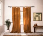 birlik1952 stonewashed perde taş yıkama eskitme keten perde linen curtain cotton fabric bohem boho bodrum toptan whosale perdeci rustik caramel karamel brown
