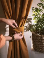 birlik1952 stonewashed perde taş yıkama eskitme keten perde linen curtain cotton fabric bohem boho bodrum toptan whosale perdeci rustik caramel karamel brown